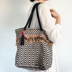 Nalini Originals Beachy BoHo Jaquard Woven Large Tote Bag Purse NWT Vacation